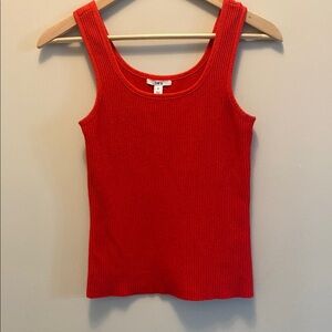 Bar III Fitted Red Sleeveless Ribbed Sweater Tank Top